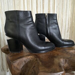 Alexander Wang Gabi - Black Leather  & Silver Cut-out Heel Women's 36 1/2